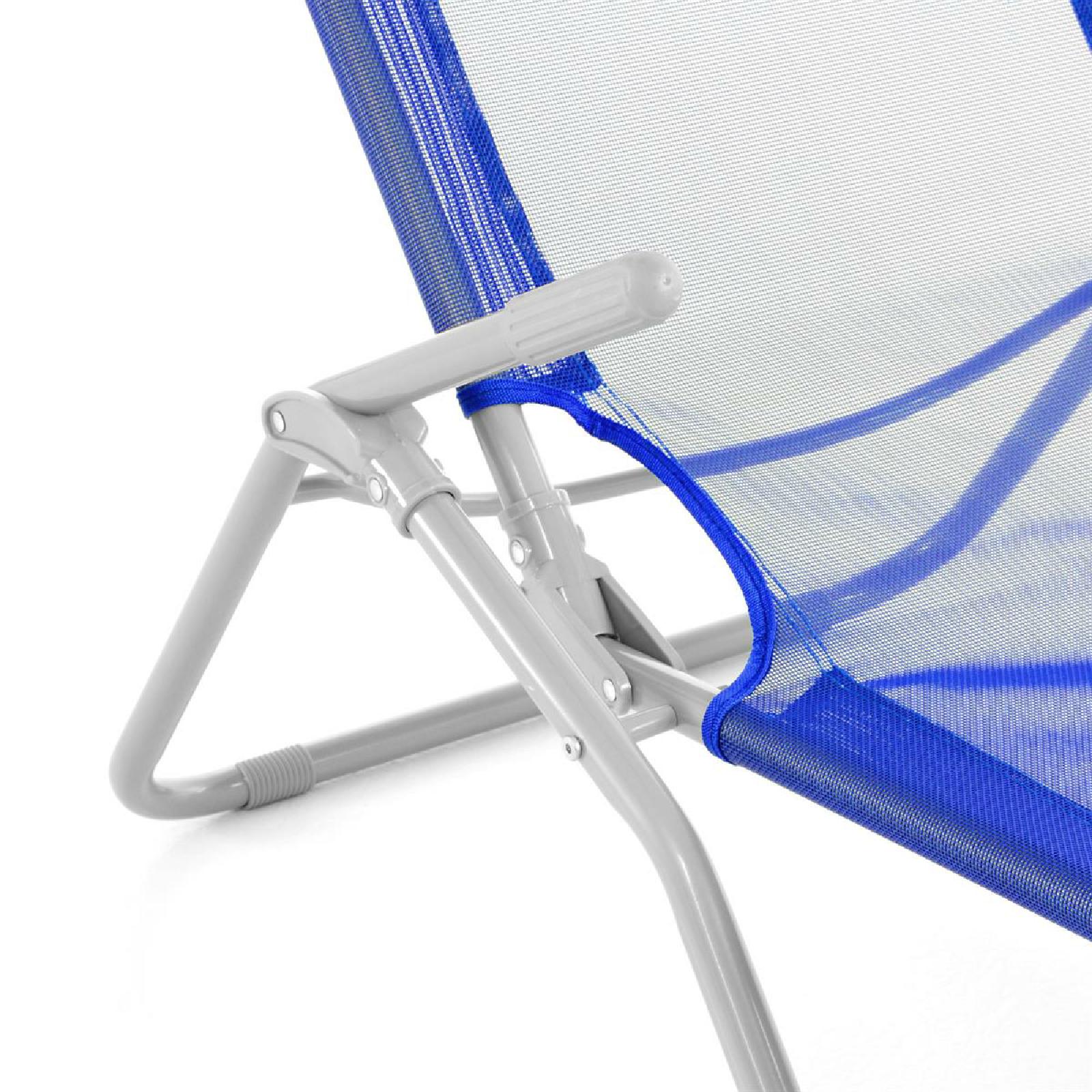 VCM 2x Gartenliege Bäderliege 160 cm Textilene Blau Armlehne Relaxliege klappbar