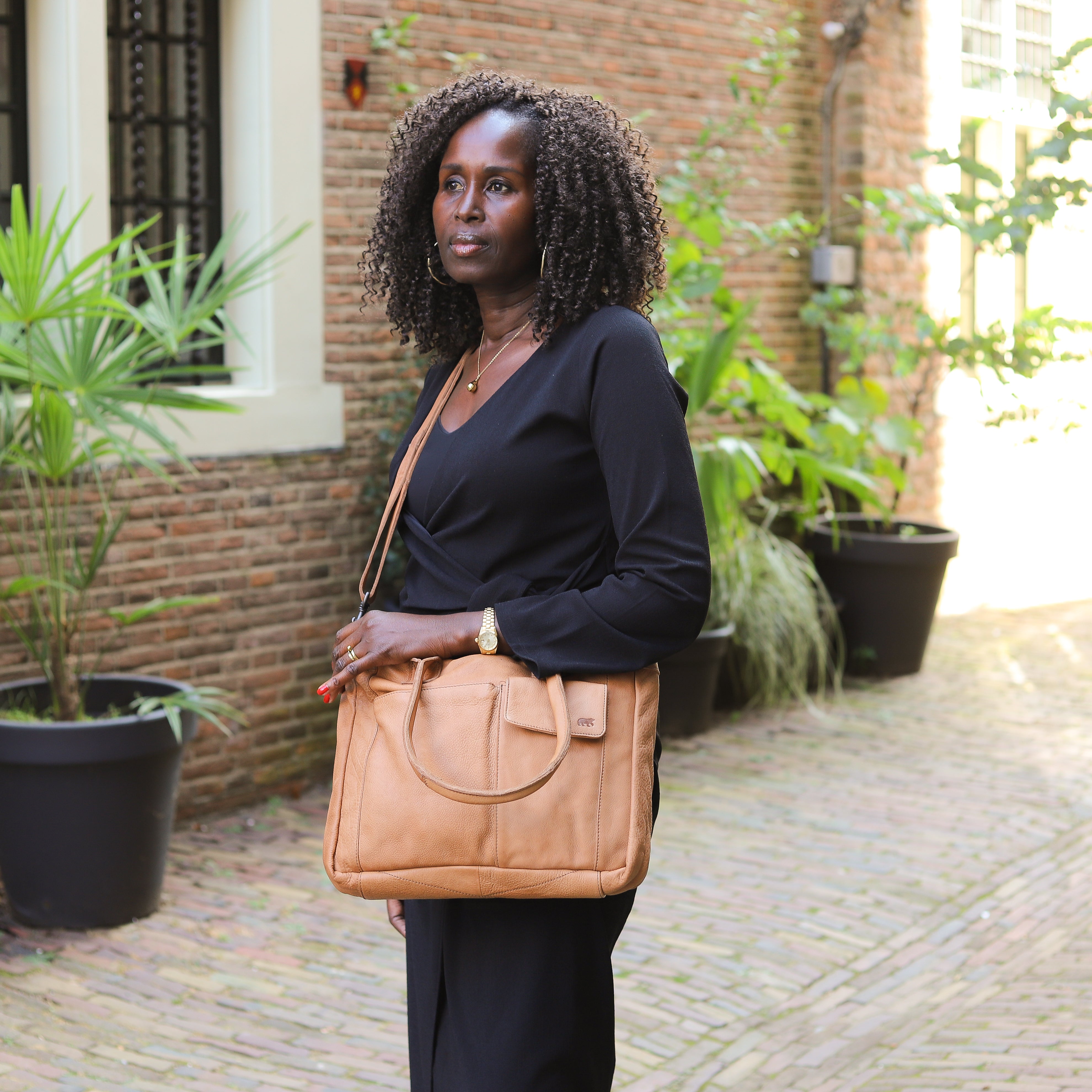 Hand-/schoudertas 'Samantha' cognac Cognac