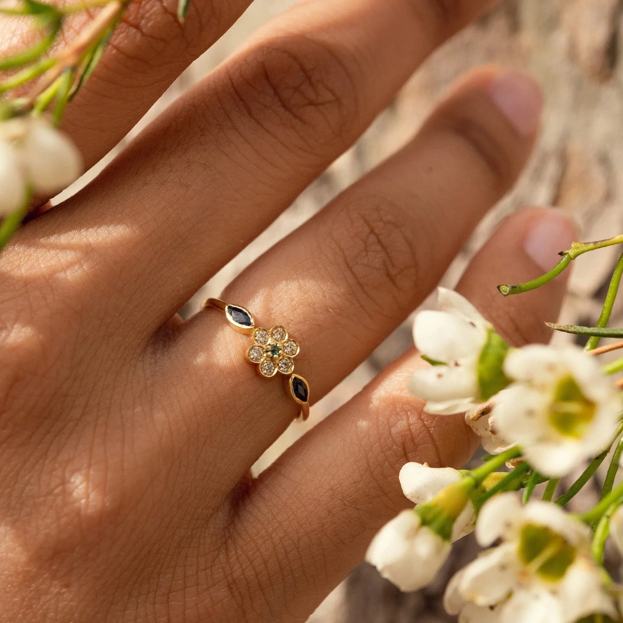 Bague Miniflower 1 Bleue Sophie d'Agon