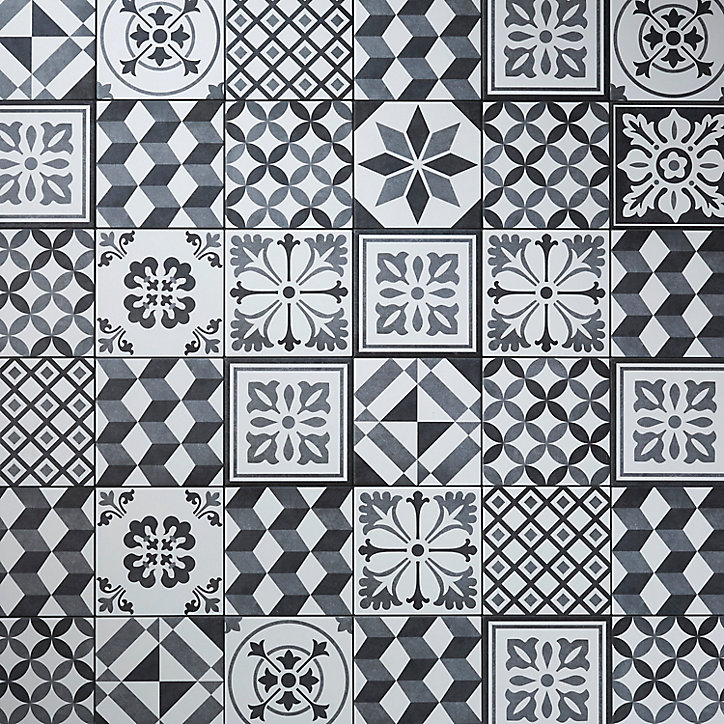 Carrelage sol et mur intérieur Konkrete effet carreau de ciment décor gris L. 20 x l. 20 x Ep. 0.82cm Colours
