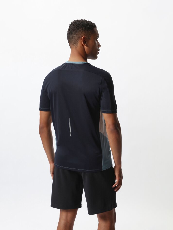 Camiseta esportiva colorblock - Azul Médio