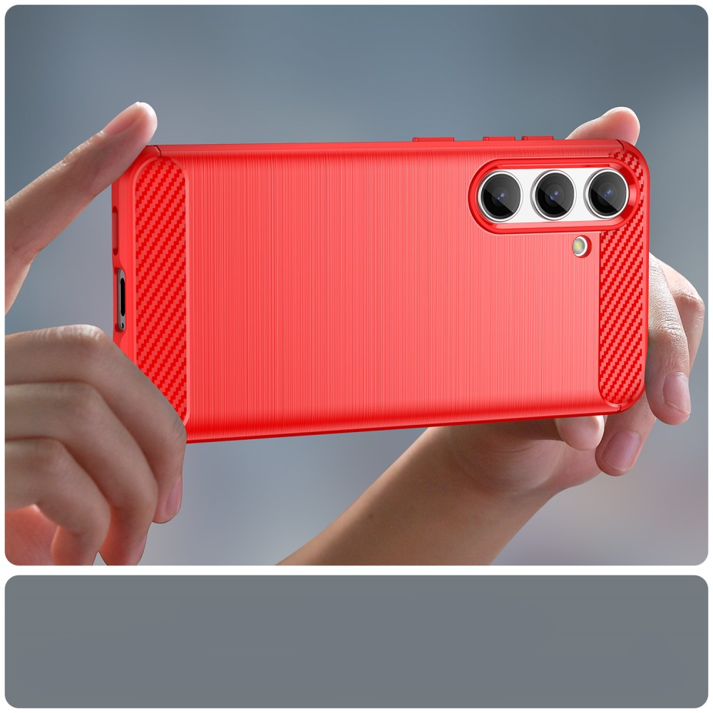 Samsung Galaxy S24 Gummi Case Schutzhülle Carbon Look - Rot