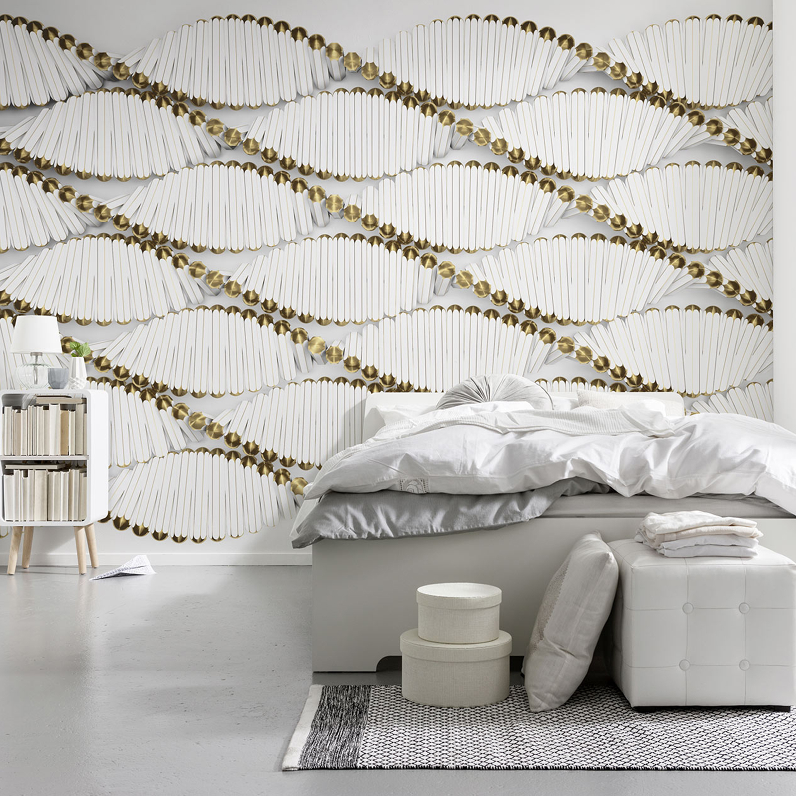 Papier-Fototapete TWIST - weiß-gold - 368x254 cm