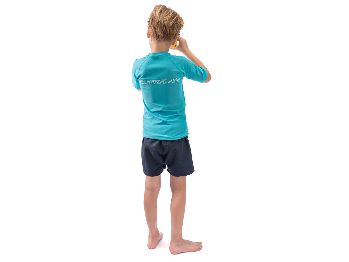 Watrflag Valencia korte mouw UPF 50+ Turquois Kids Rashguard
