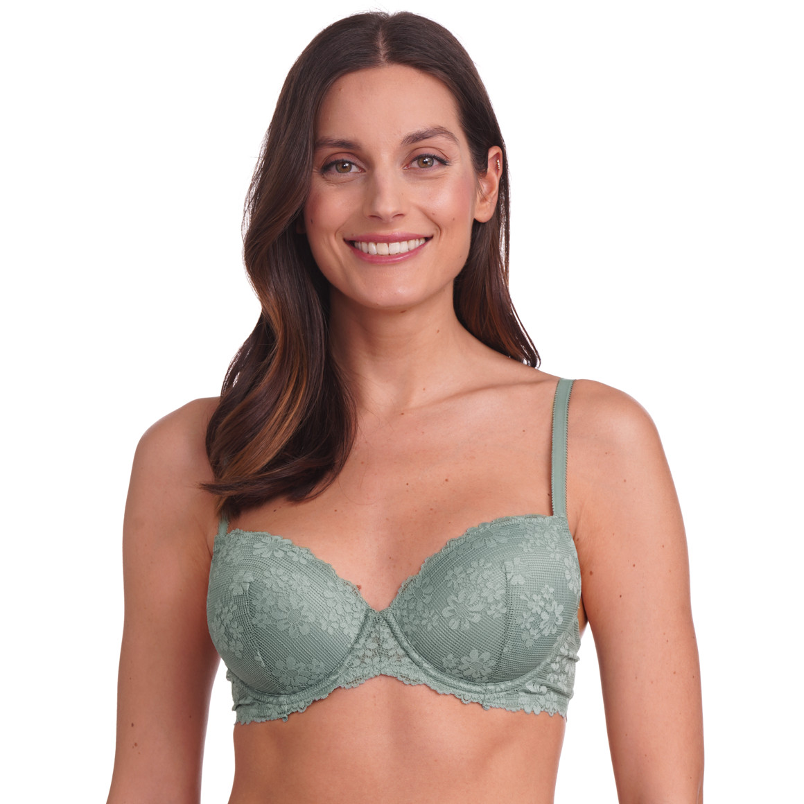 Gina Benotti Damen Bügel-BH mit floraler Spitze dunkelgrün