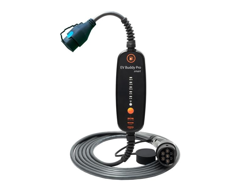 EV Buddy Mobiler Lader EV Buddy Pro Smart 11 kW Swiss Stand Dreiphasiges und einphasiges Laden von Elektroautos mit Typ-2-Anschluss, Kabel 6.5 m