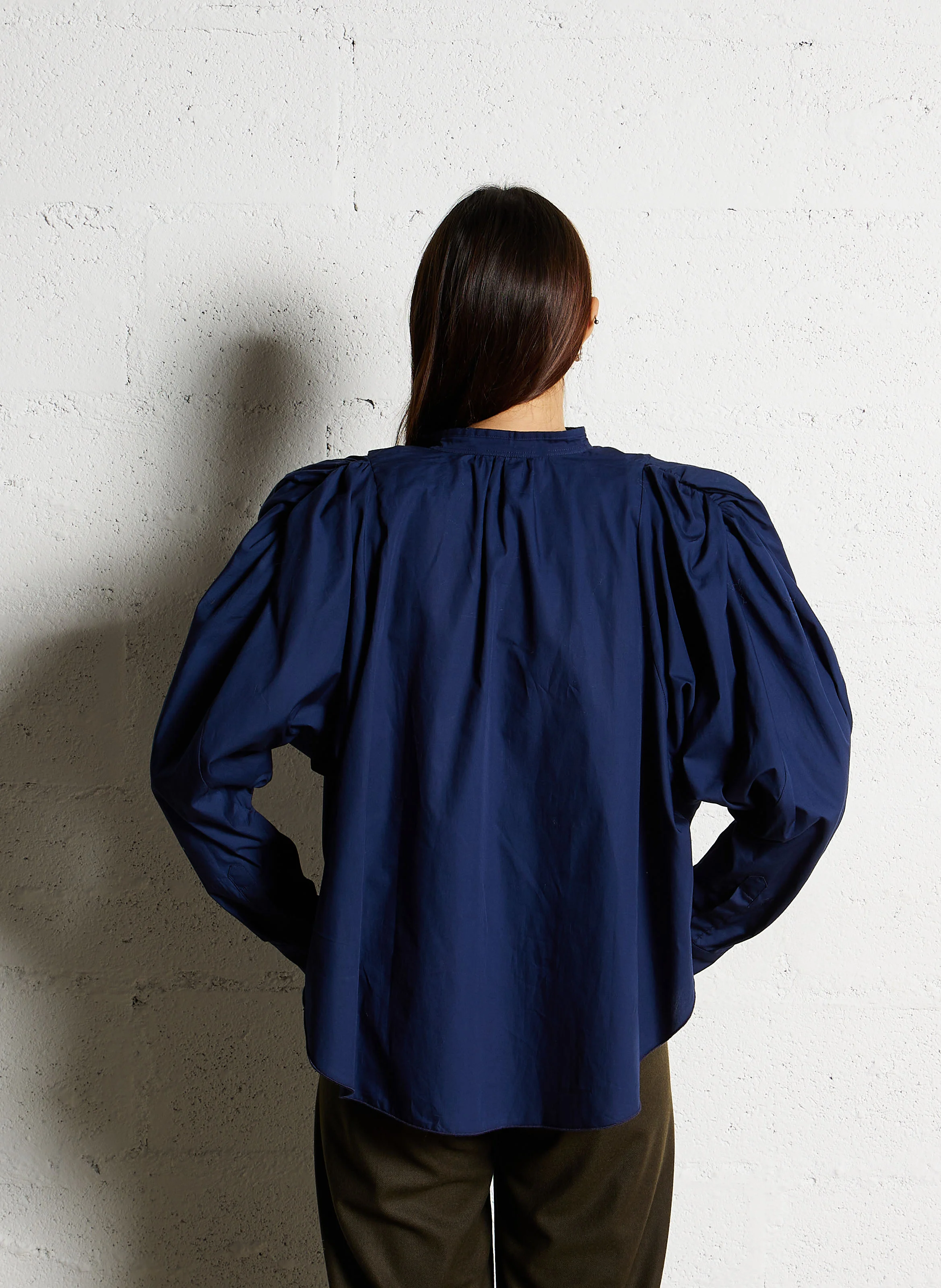 BONNIE - Blouse ample col v en coton | Bleu