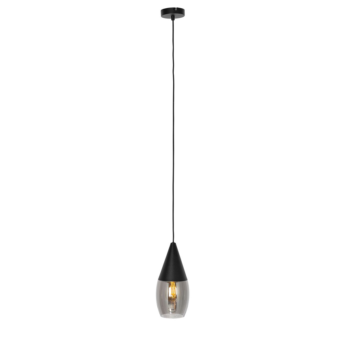 Moderne hanglamp zwart met smoke glas - Drop