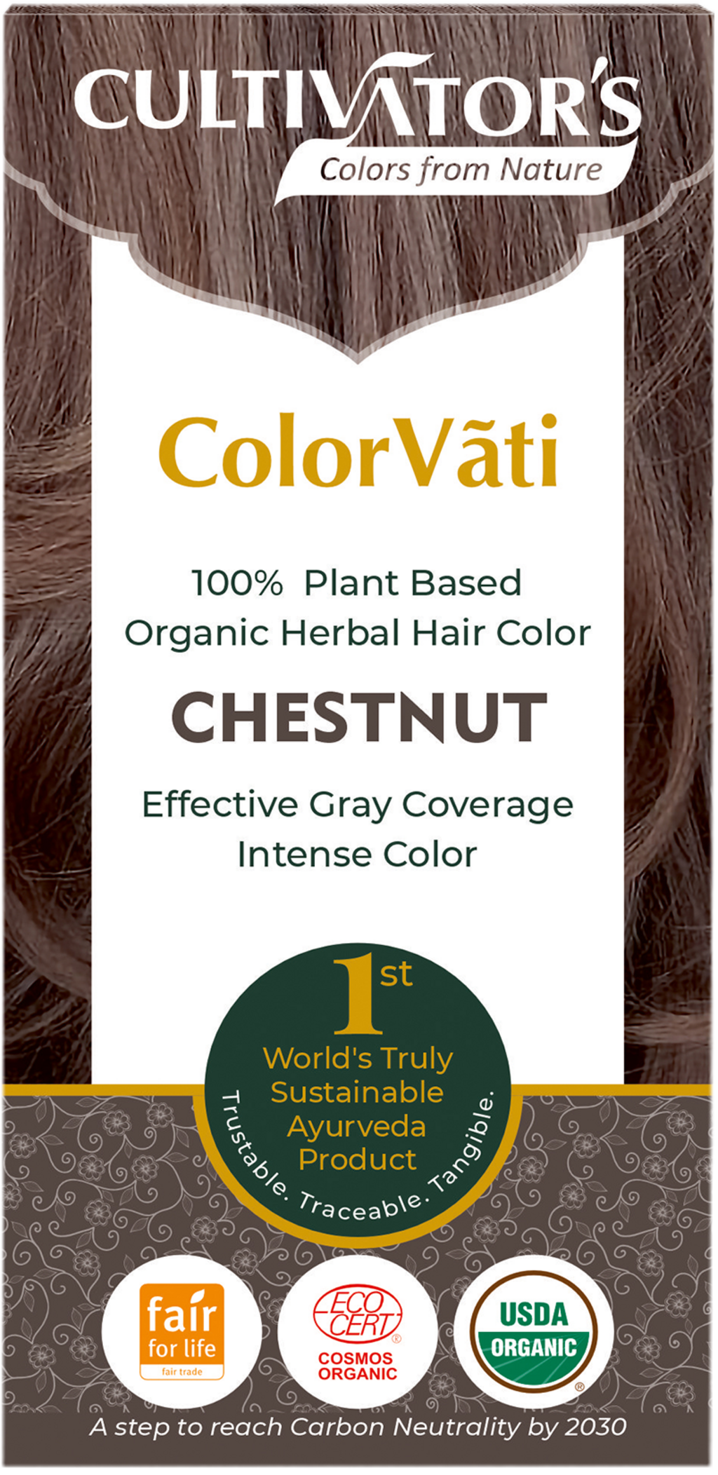 CULTIVATOR'S  ColorVãti Organic Herbal Hair Color - 15 Chestnut, 100 g
