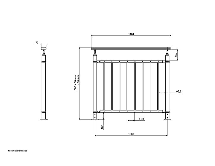 Pack balustrade FORTIA verticale à plat noir