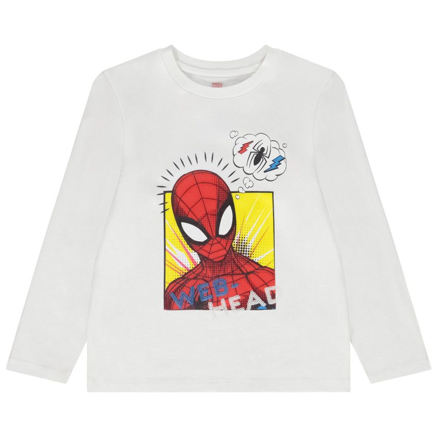 T-shirt manches longues print Spider-Man Marvel pour garçon - Ecru