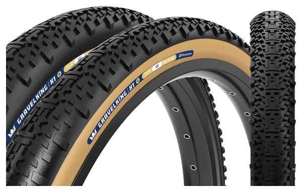 Pneu Gravel Panaracer GravelKing X1  700 mm Tubeless Ready Souple ZSG Gravel Compound BeadLock TuffTex  Noir Flancs Beiges