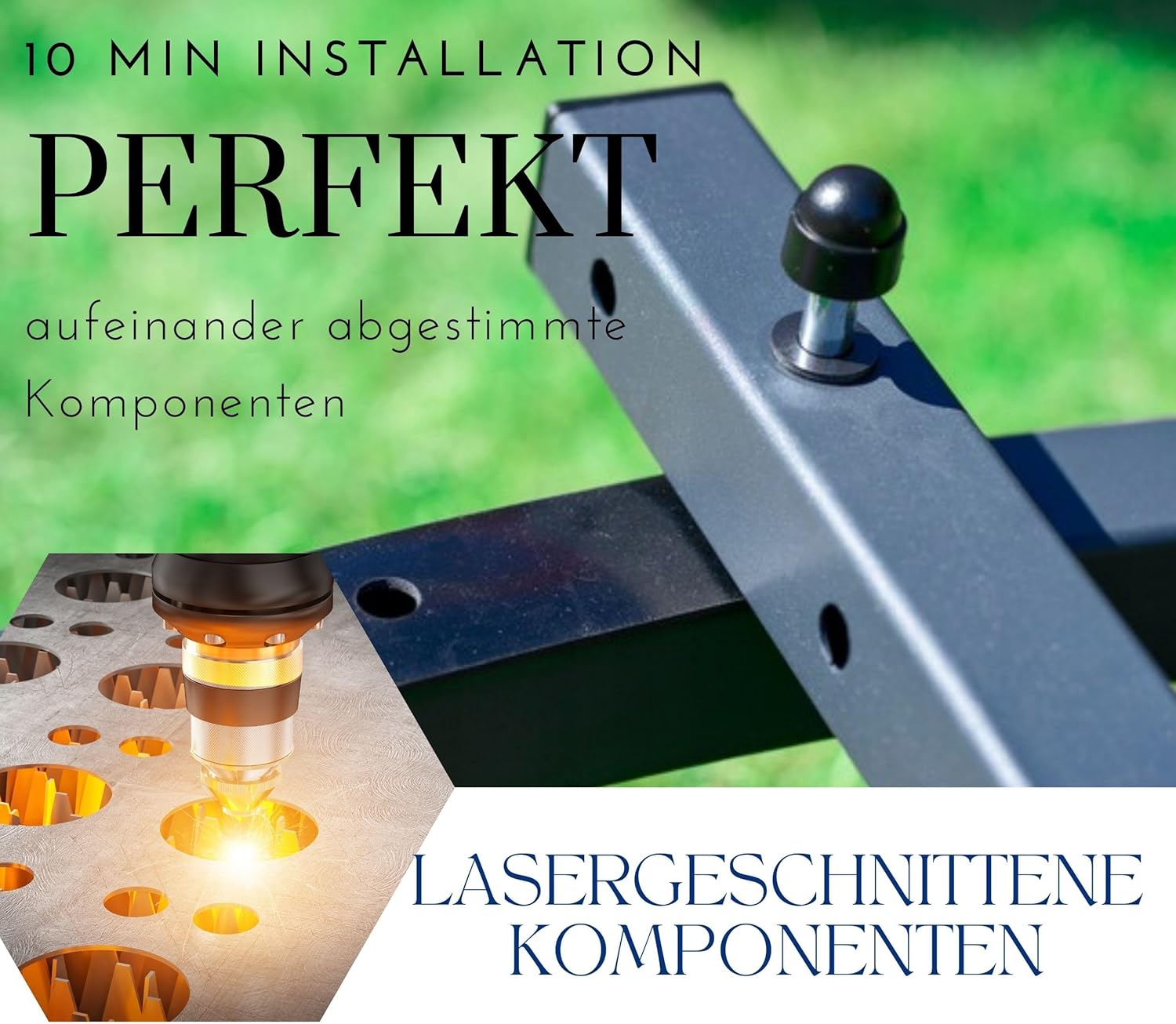 Potenza Aluminium Gestell Outdoor Hängemattengestell XXL 370cm, 200kg I Gestell für Hängematten, Rahmen aus Stahl wetterfest (Basic Graphit)