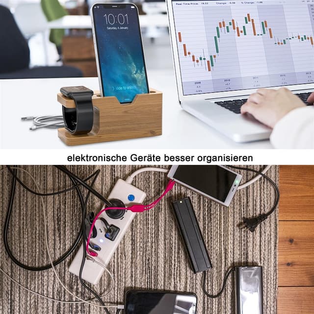Dockingstation Bambus-ladestation i ægte træ