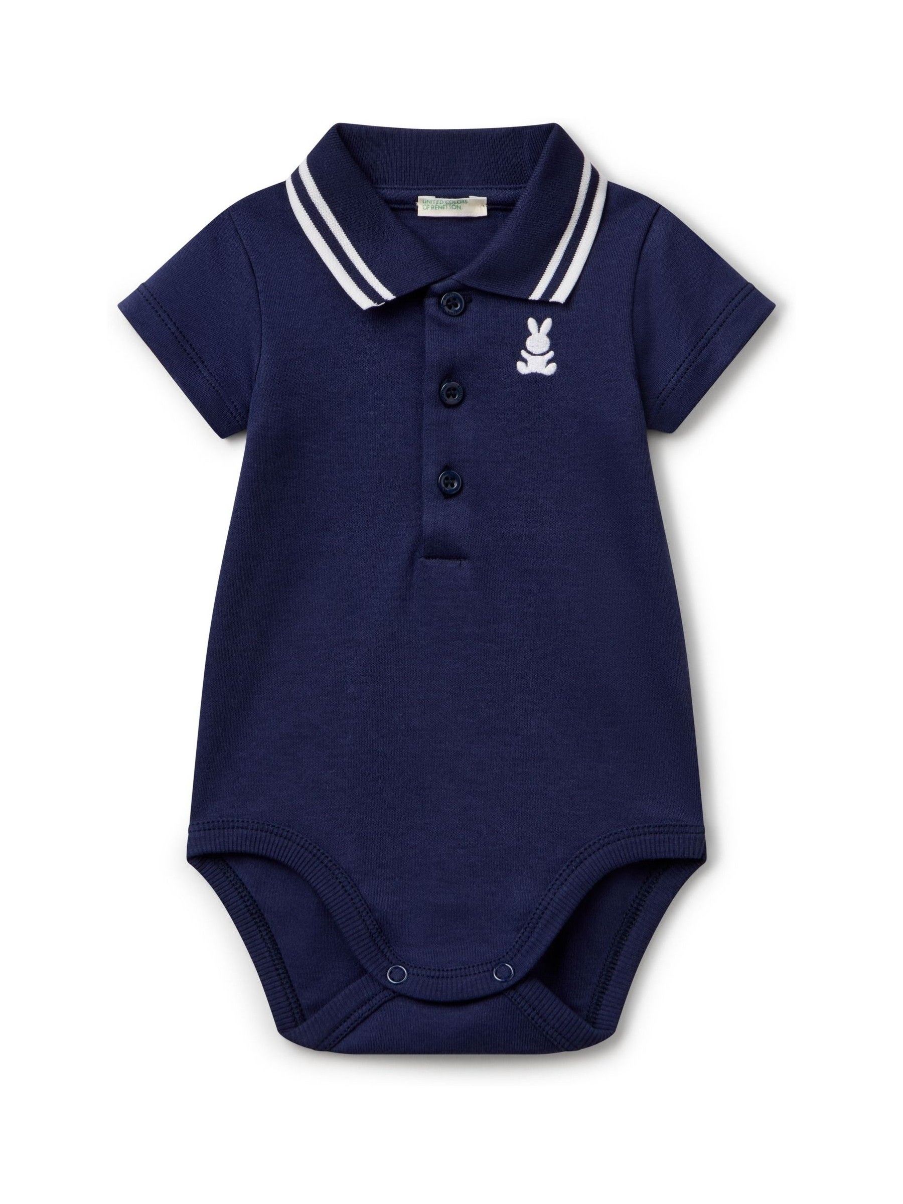 Marineblauw - Benetton Baby Piquet Grow Bodysuit