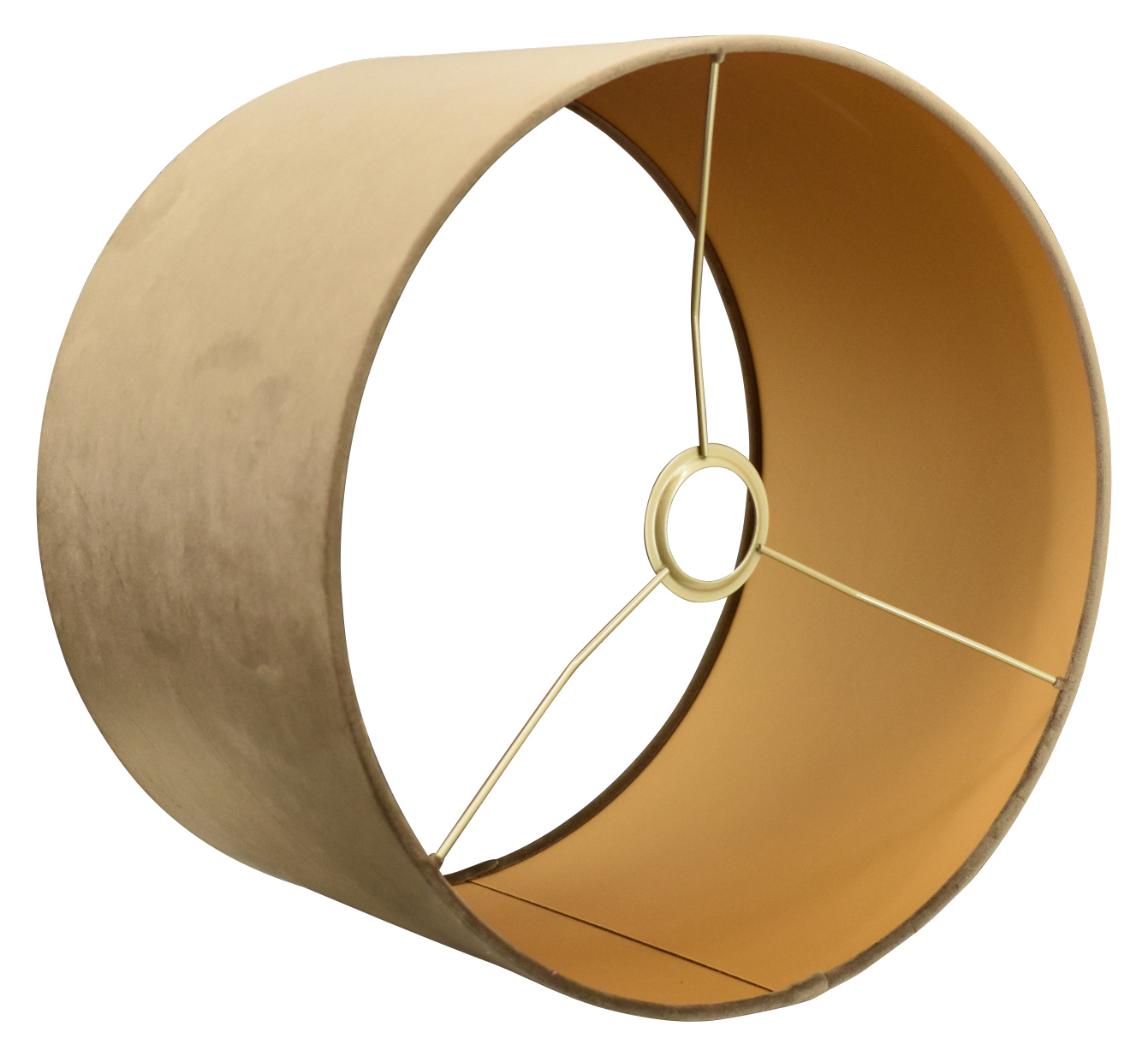 Tafellamp Rico groot brons + kap 35/35/22 Alice velours bruin ( gouden binnenkant )