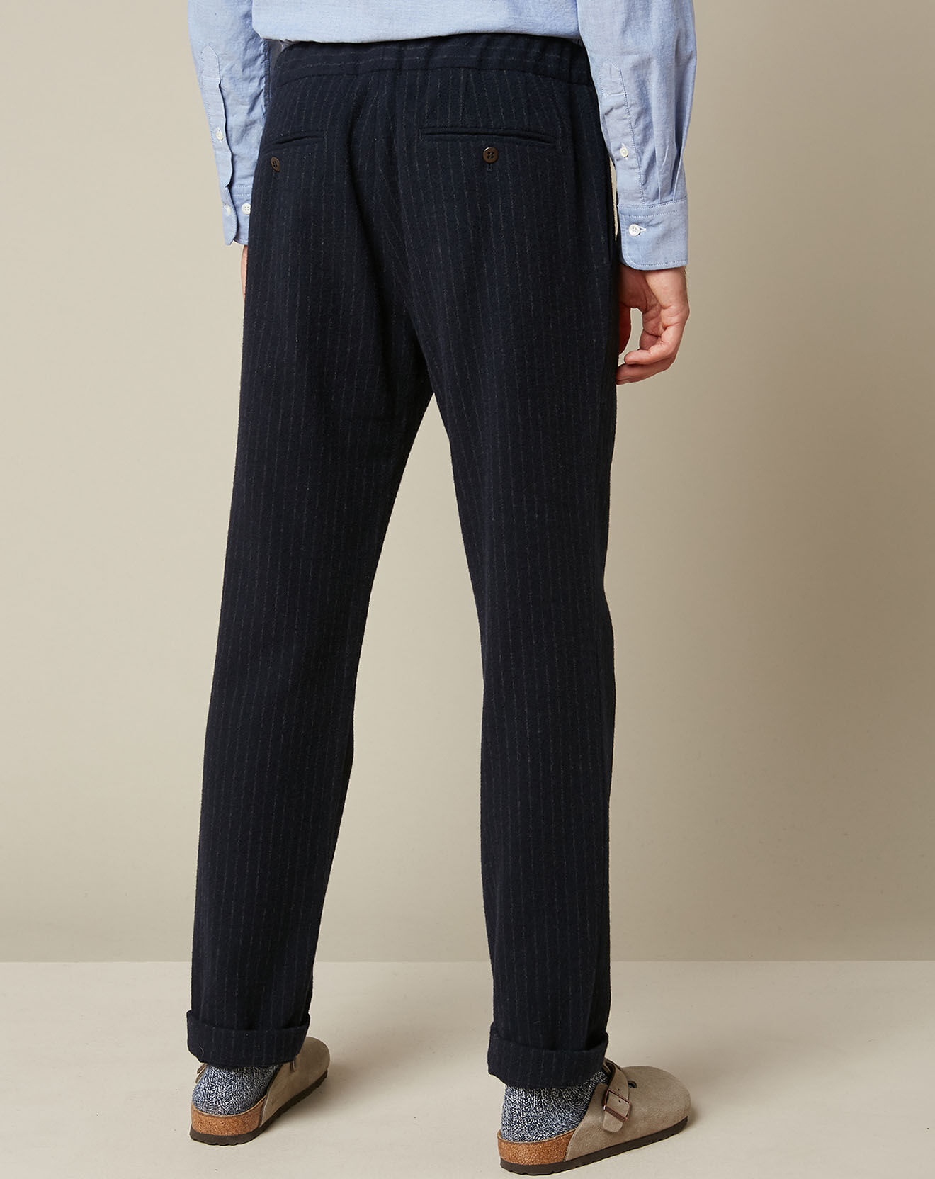 Hartford Pantalon en Laine mélangée Tanker rayé marine/craie