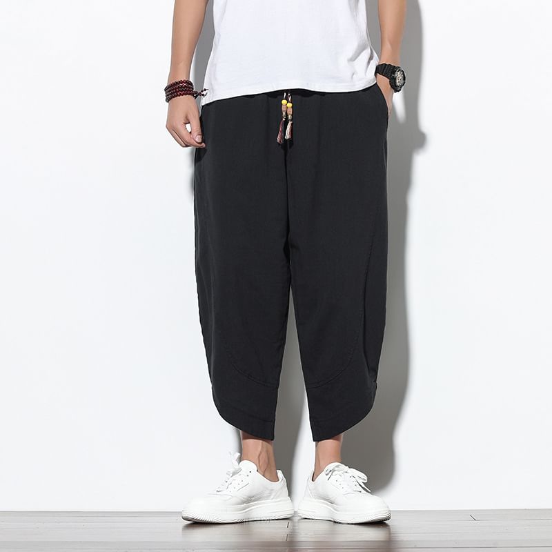 YIKES - Elastische taille effen cropped harembroek
