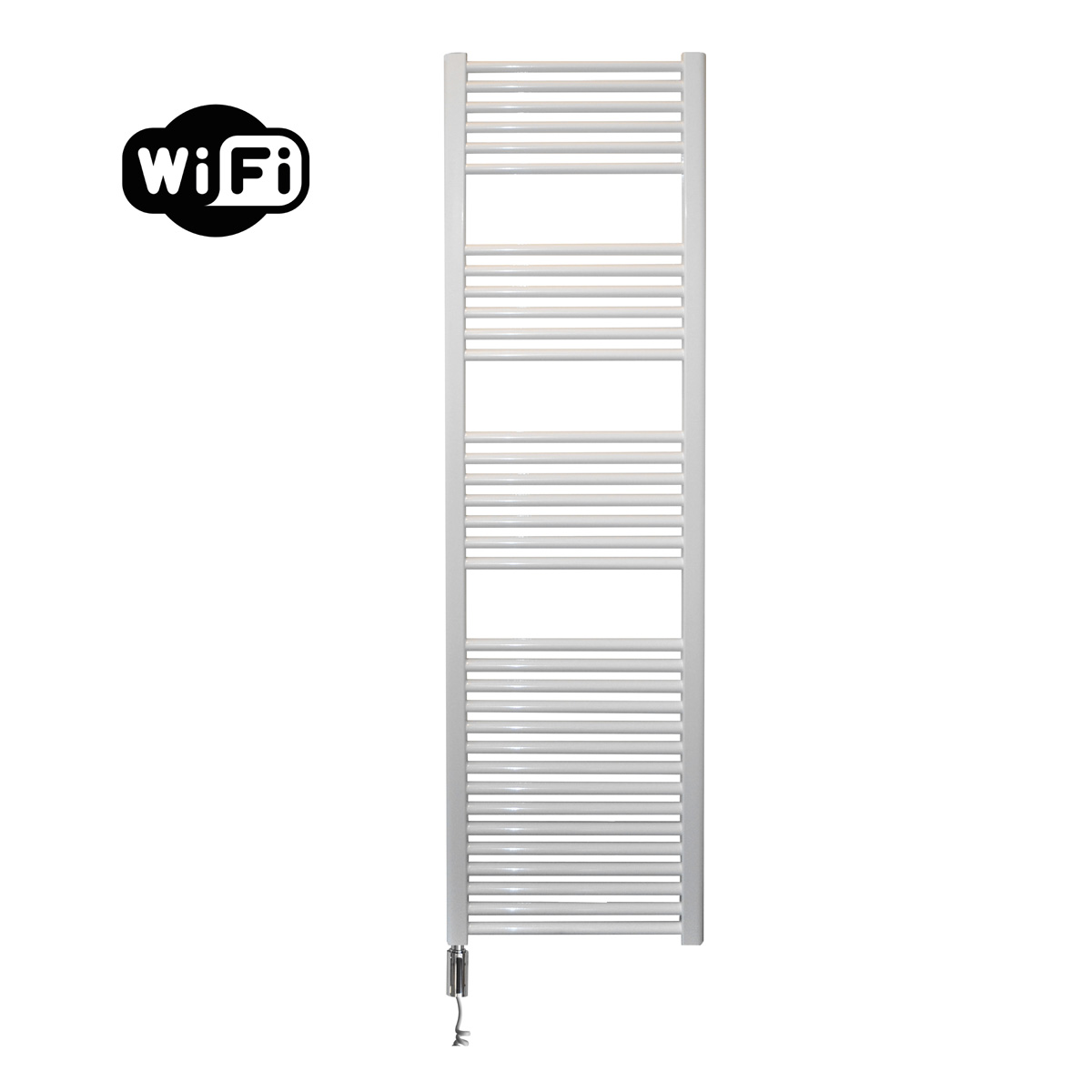 Sanicare elektrische design radiator 45x172cm wit met WiFi en thermostaat links chroom