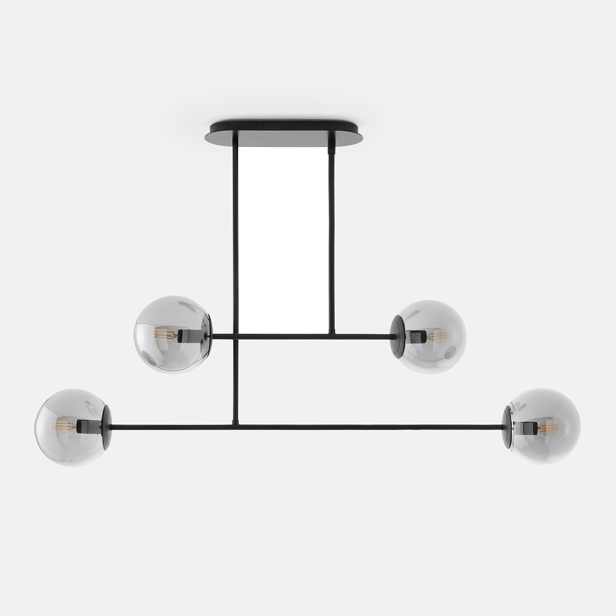 LA REDOUTE INTERIEURS<br>Luminária pendente em metal e vidro fumê, Atea