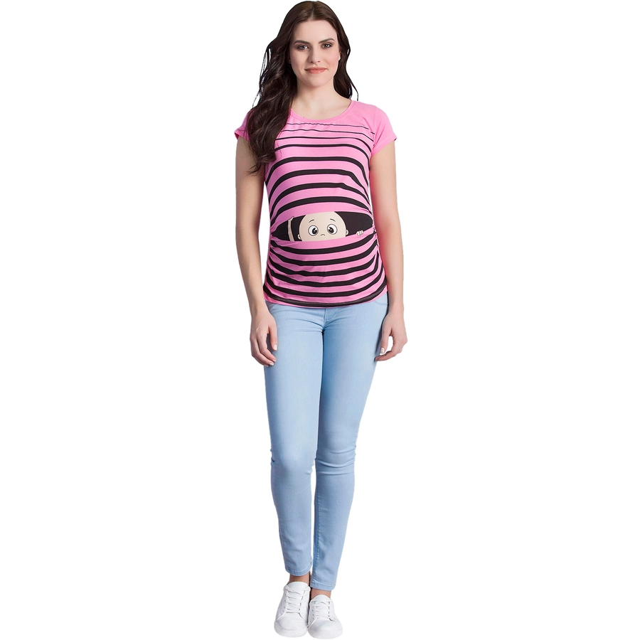 M.M.C. Umstandsshirt Guck Guck mit Motiv Rosa