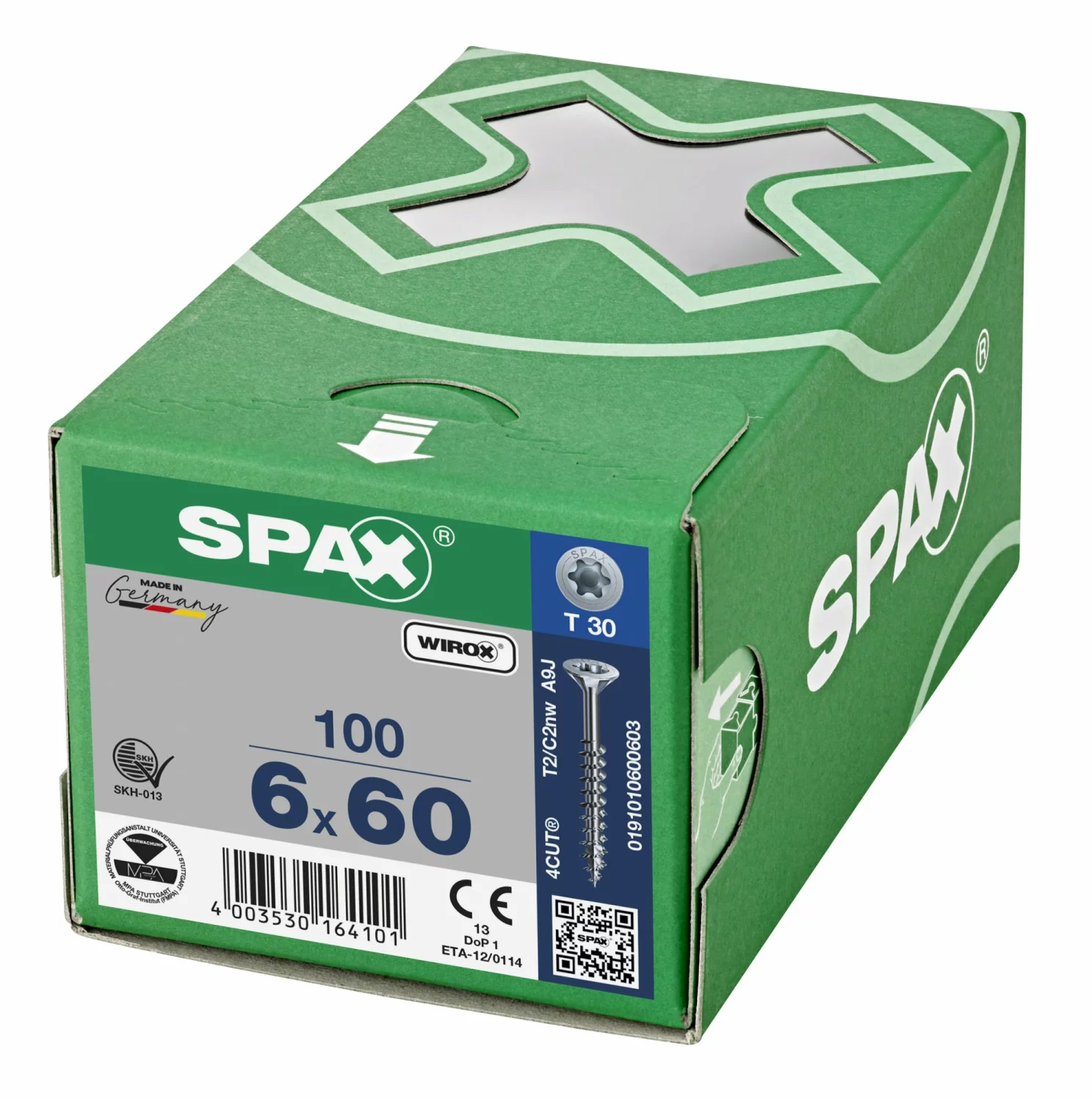SPAX 191010600603 Universele schroef, Verzonken kop, 6 x 60, Deeldraad, T-STAR plus TX30 - WIROX - 100 stuks