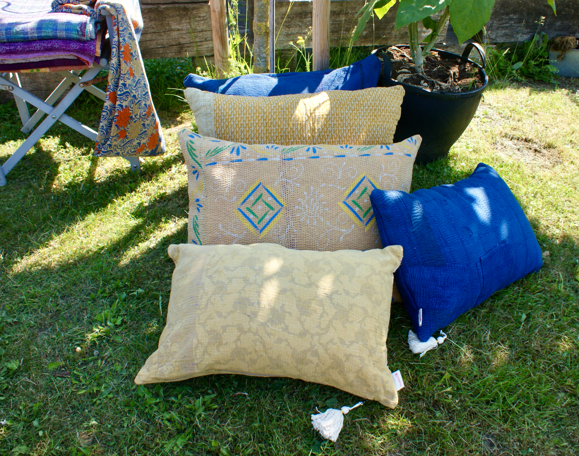 Kussen Kantha vintage 50x70 cm Yellow