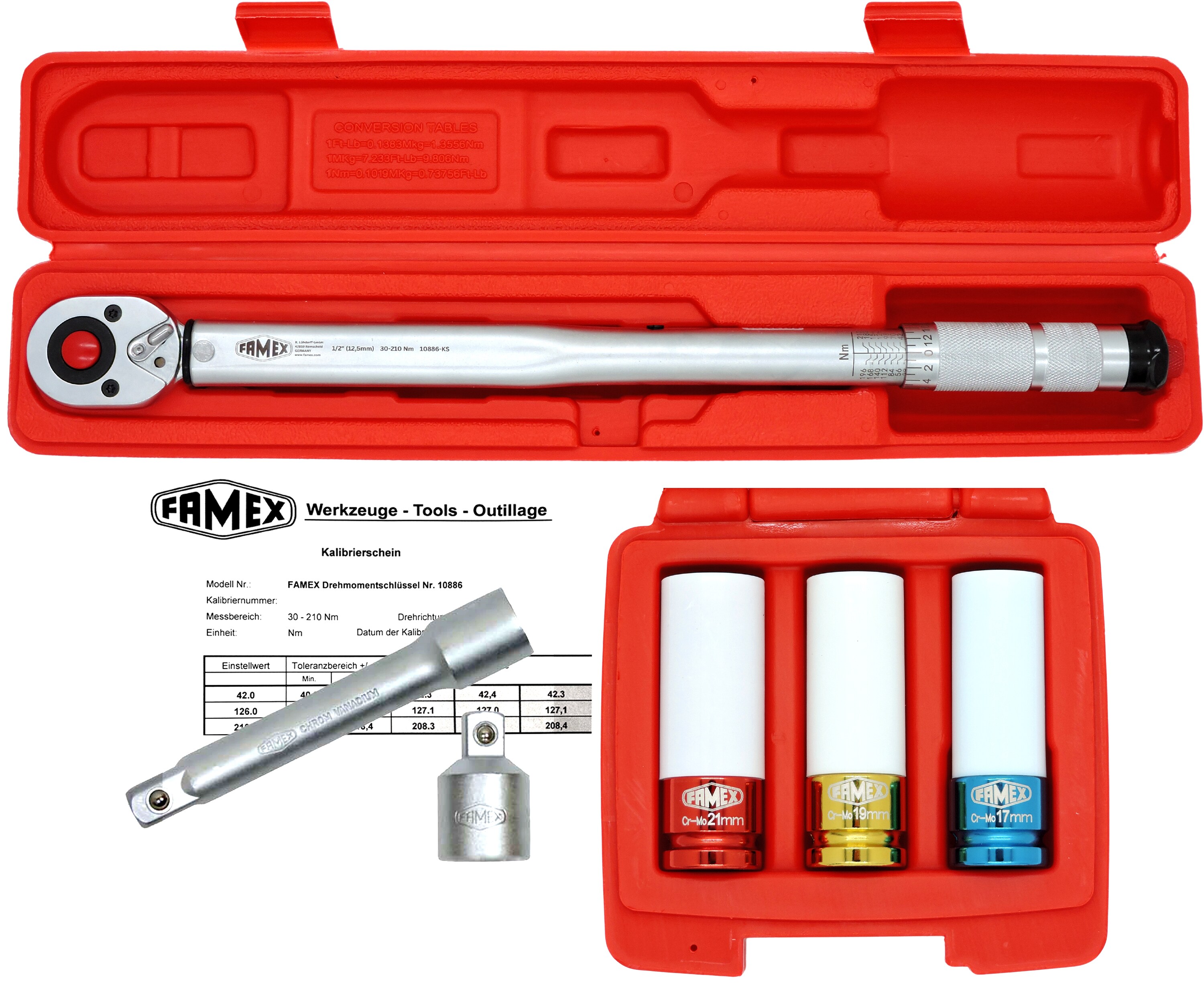FAMEX 10886-3N Drehmomentschlüssel Set 1/2