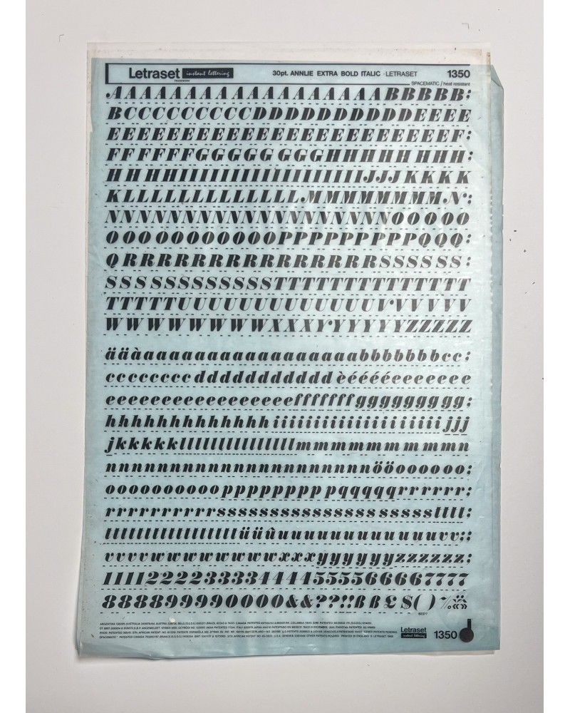 letraset-1350- ANNLIE EXTRA BOLD ITALIC - 30pt