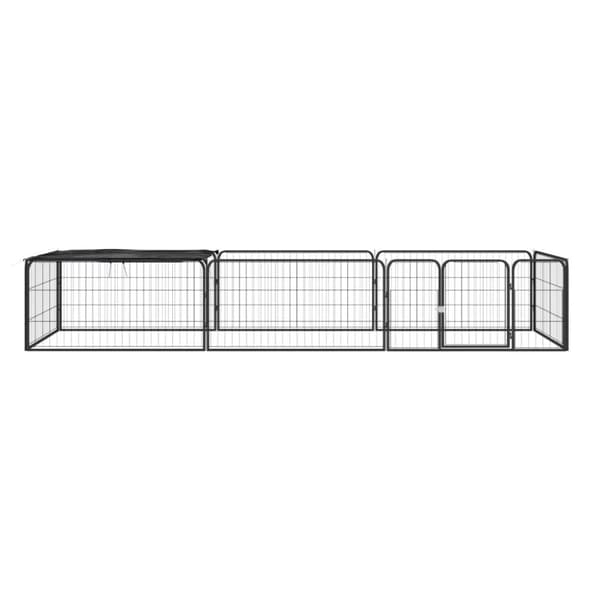 vidaXL Hundegrind med 8 paneler svart 100x50 cm pulverlakkert stål
