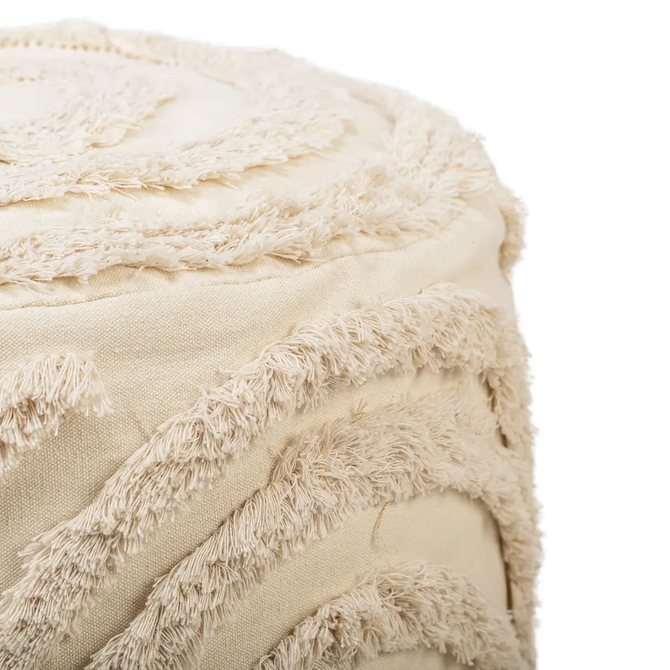 Pouf in beige stoffen Scandinavische stijl
