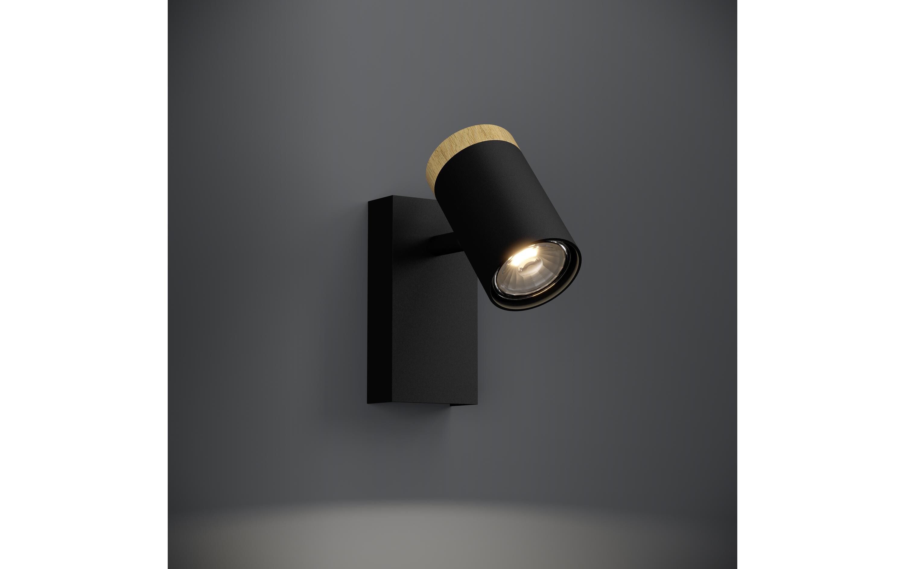 Wand-/Deckenleuchte CARTAGENA GU10 1 x 4.5WBewegliche LED Wand- und Deckenleuchte mit Gummibaumholz-Akzent