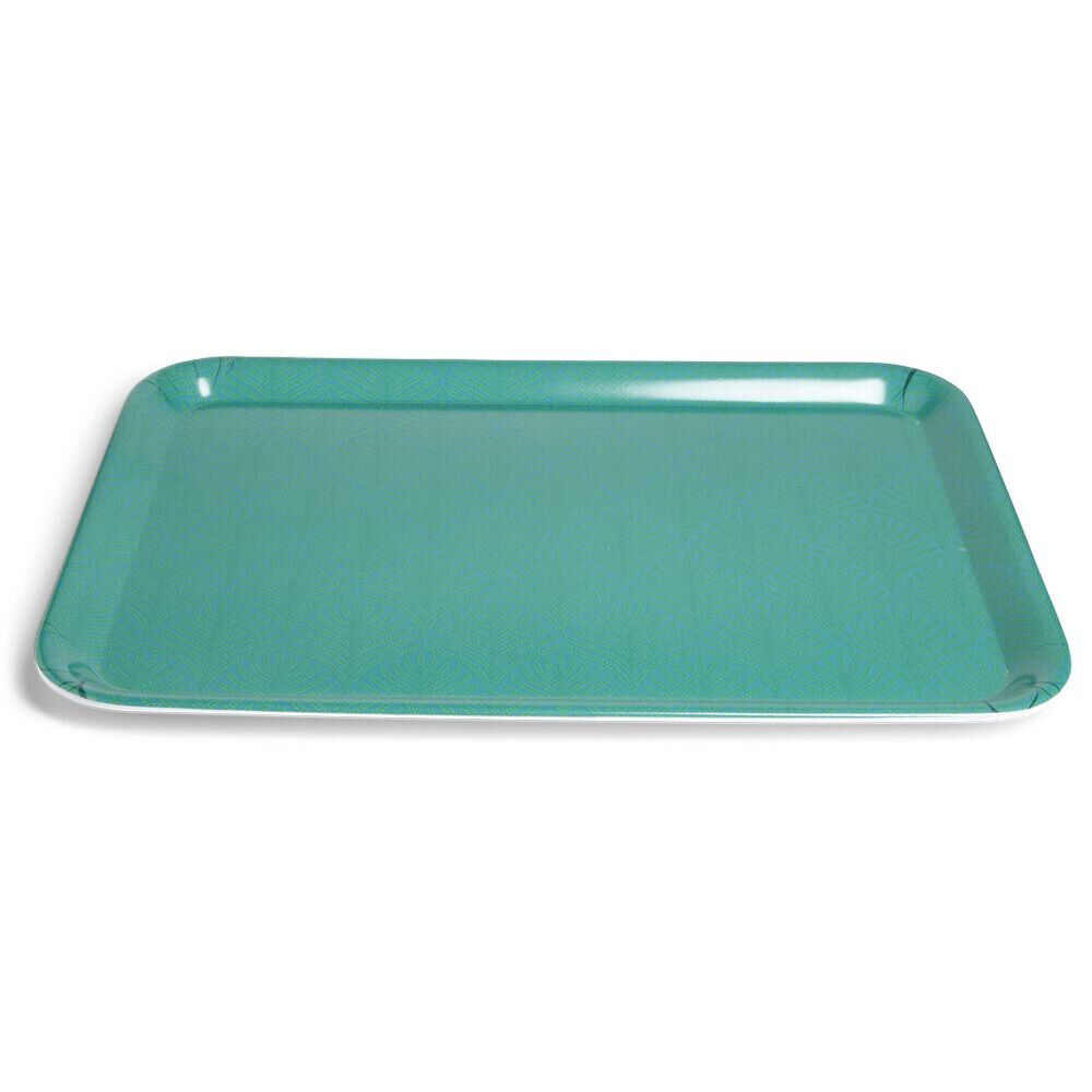 Plateau mélaminé vert uni 45,2x31,4xH2cm
