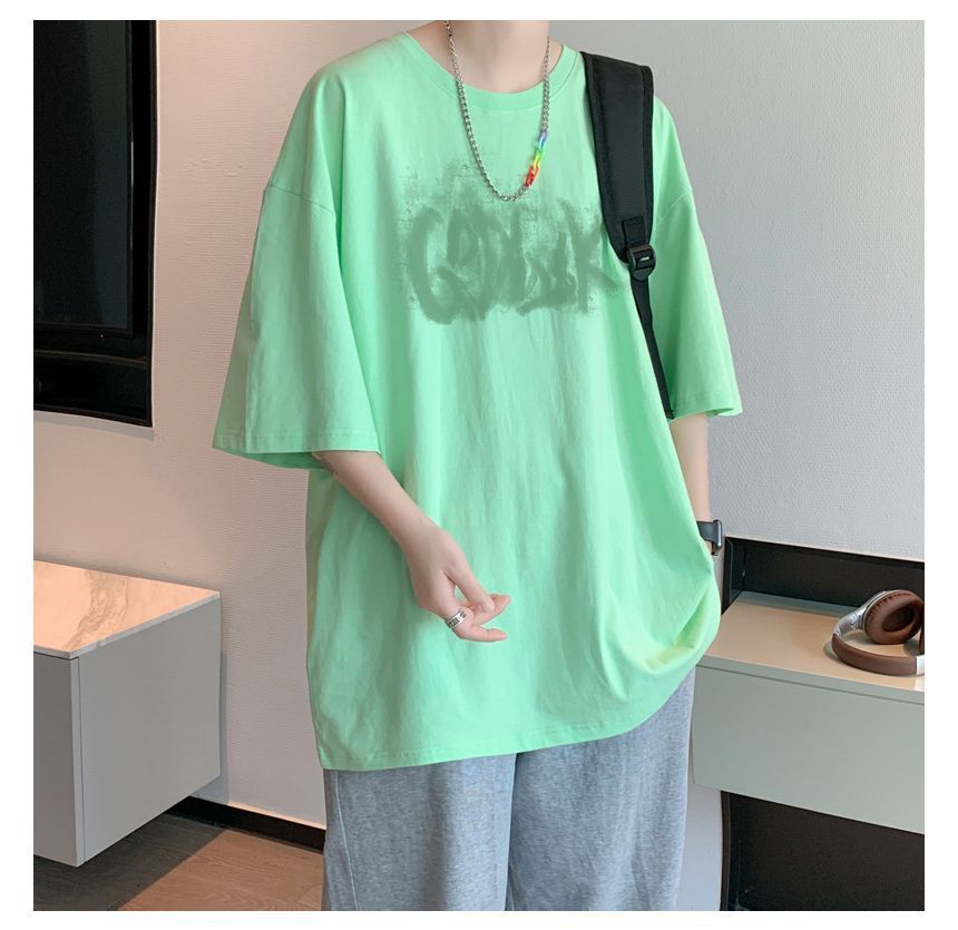 FOEV - T-shirt met ronde hals en print, met elleboogmouwen