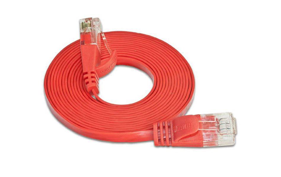 Slimpatchkabel RJ-45 - RJ-45, Cat 6, UTP, 1.5 m, RotUnscreened/Unshielded Twisted-Pair-Kabel (UTP) mit Klinkenschutz