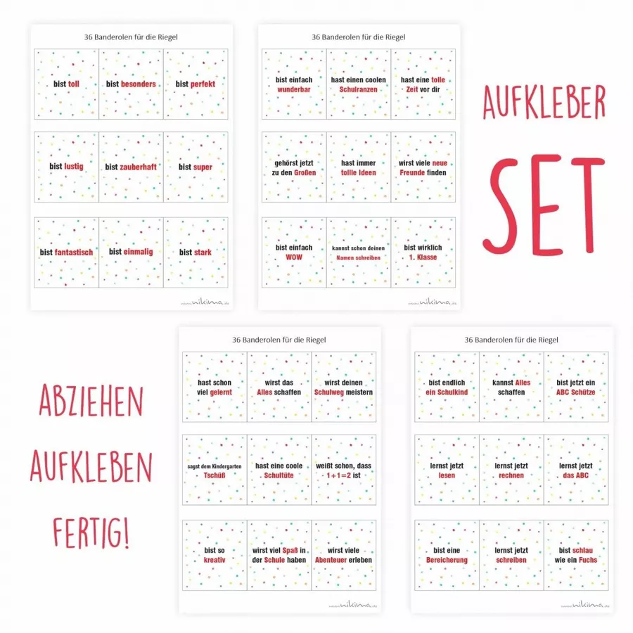Nikima Papeterie AUFKLEBER SET - Duplo Endlich Schulkind Einschulung Geschenk bunt