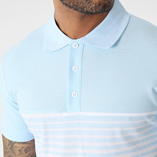 Ensemble Polo Manches Courtes Et Short Jogging Bleu Clair Blanc