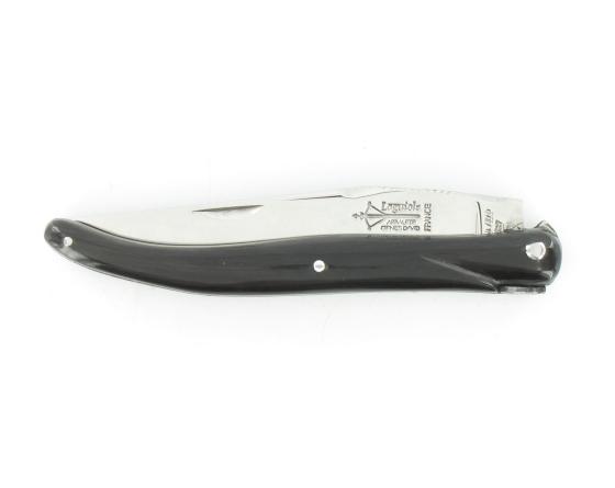 Laguiole 12 cm - Plein Manche Buffle - Ressort, Platine et lame ciselés Couteau de Poche par l'Arbalète