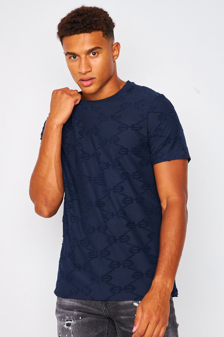 T-shirt bleu marine imprimé BB en relief