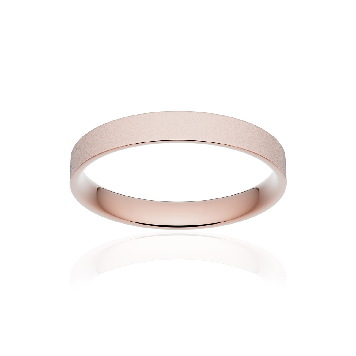 Alliance or 750 rose sablé ruban plat confort 3mm
