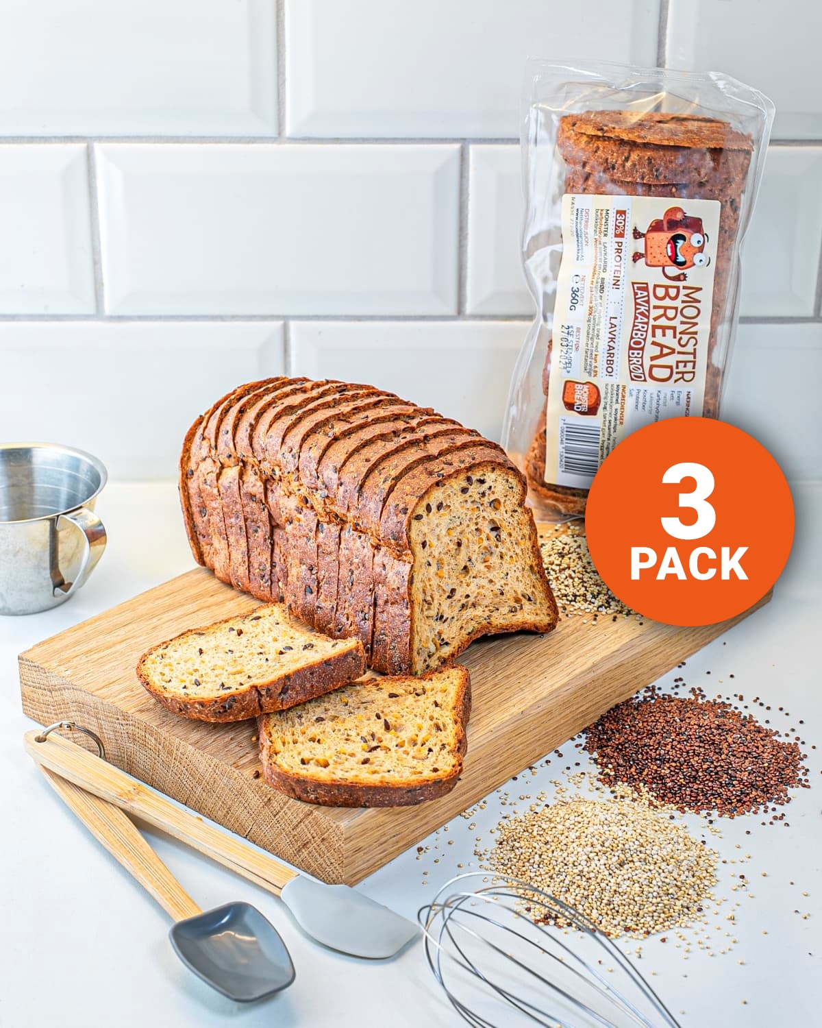 Monster Lavkarbo Brød 360g (3-pack)