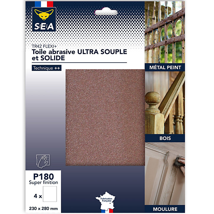Feuilles abrasives flexibles SEA grain 180, lot de 3