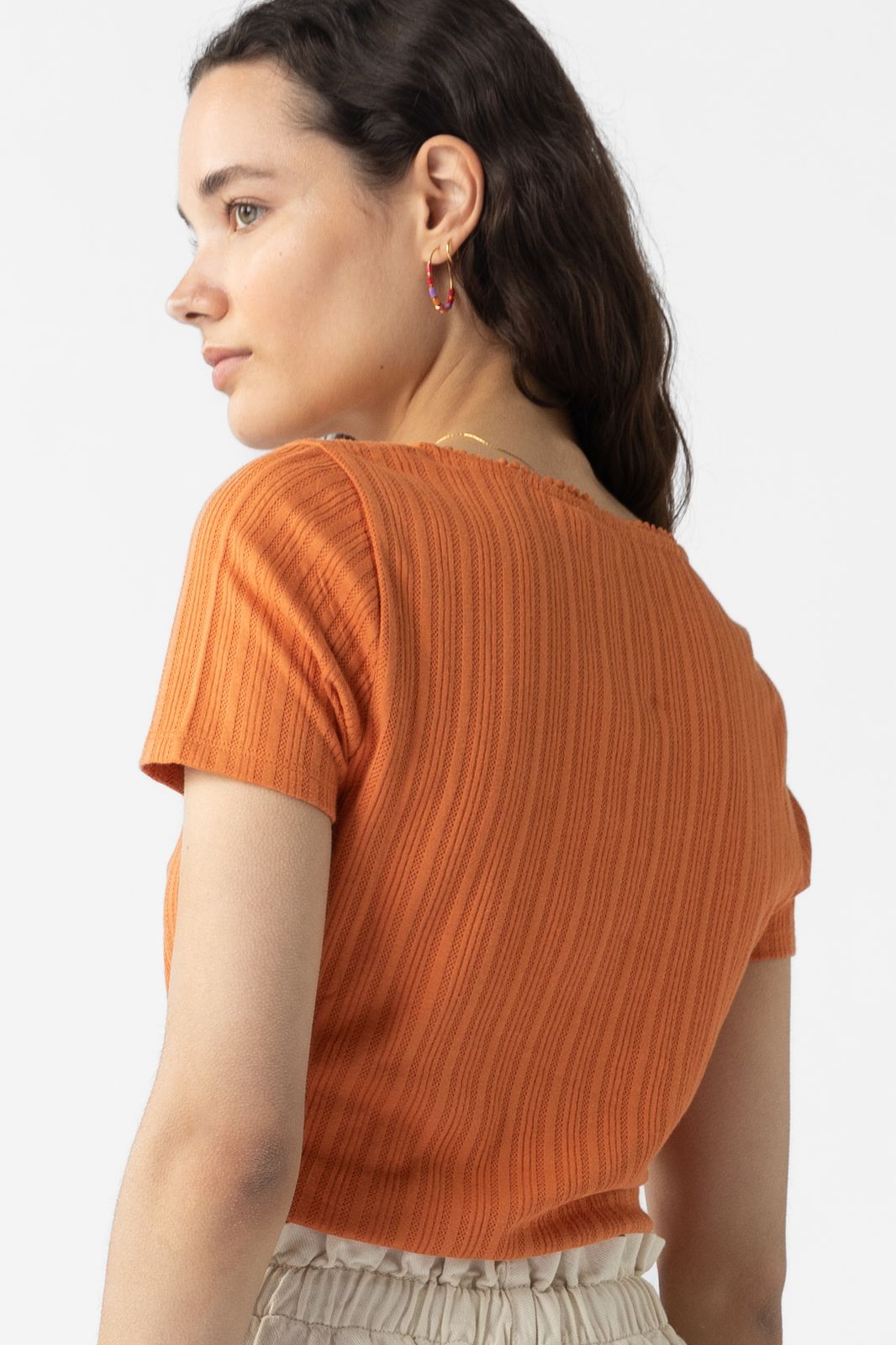 Oranje rib jersey T-shirt