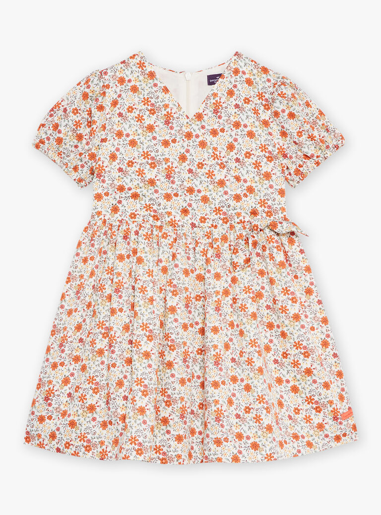 Robe courte évasée ivoire à imprimé fleuri