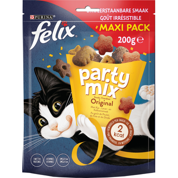 FELIX® Party Mix Original met Kip-, Lever- & Kalkoensmaak - Kattensnacks - 200g