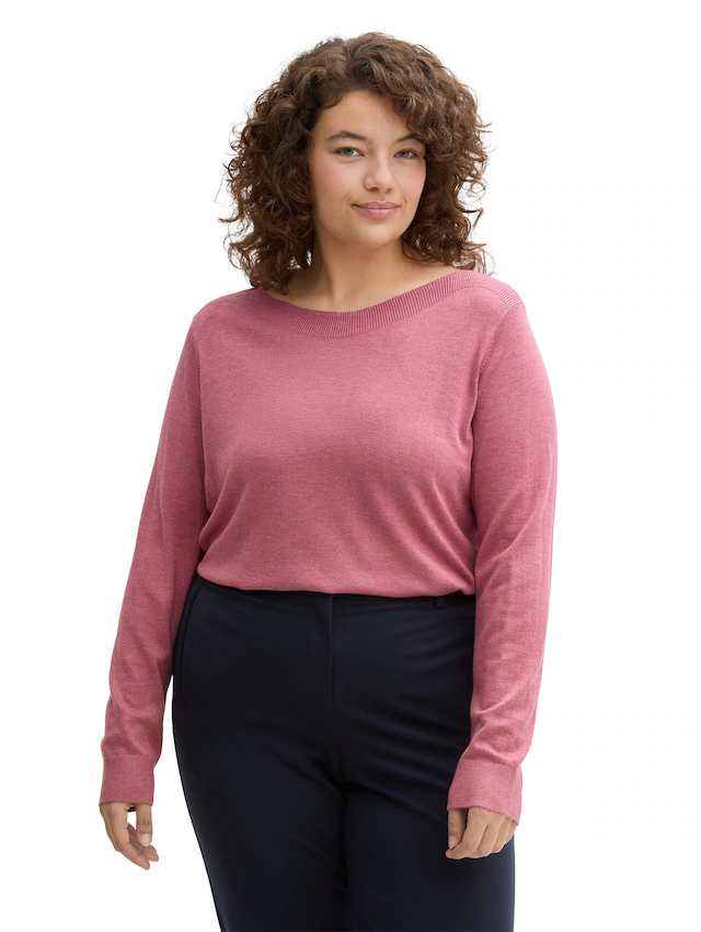 TOM TAILOR PLUS Strickpullover mit U-Boot Ausschnitt