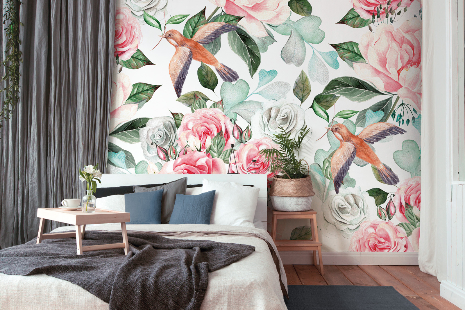 Fototapete DESIGNWALLS - weiß-rosa - Blumen - 2,55 Meter