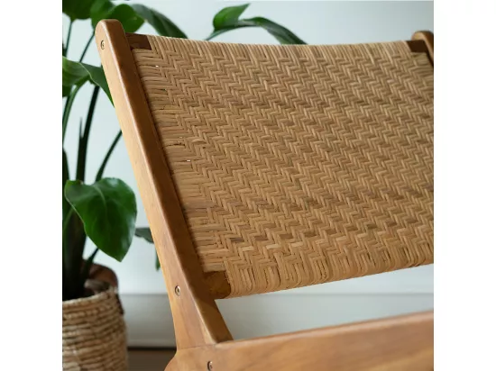 Fauteuil en bois de teck et tressage chevron en rotin - Kilka