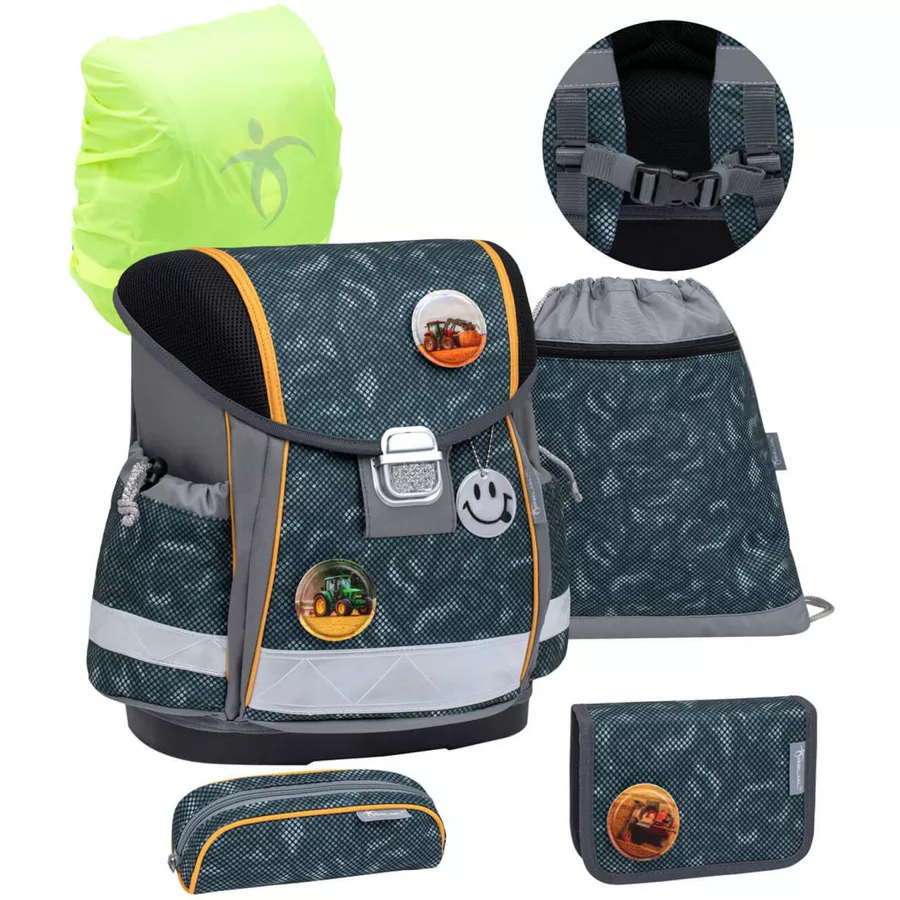 Belmil Schulranzen Classy Schulranzen Set 6-teilig mit Brustgurt Dark Dots