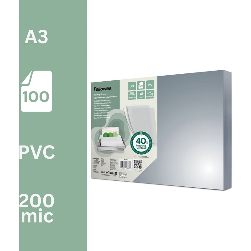 Couverture de reliure PVC 20/100 transparente incolore A3 - Paquet de 100